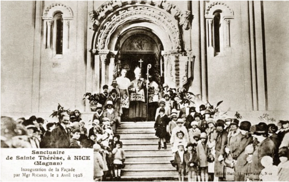 Inauguration de la façade du Sanctuaire de Sainte Thérèse à Nice (Magnan), 1928